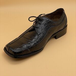 Sevasta Italiano Leather Dress Shoes Men's 11 Black Snake Pattern Dandy Grandad